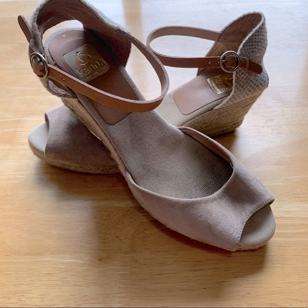 Kanna Espadrilles Peep Toe Wedge Sandals size 10